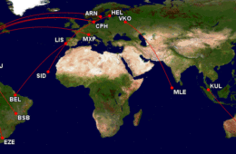 a map of the world with red lines