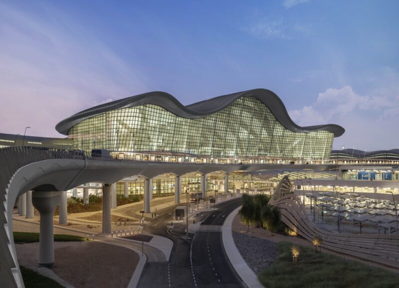 a building with a curved roof