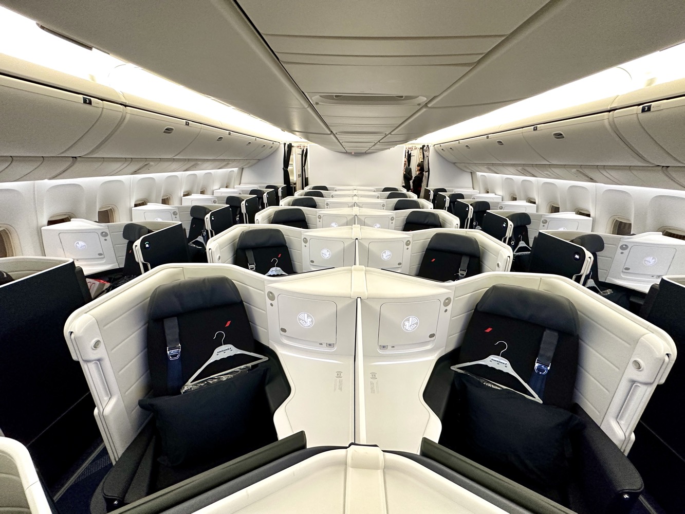 a row of seats in an airplane