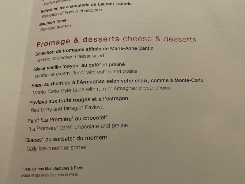 a menu of a restaurant