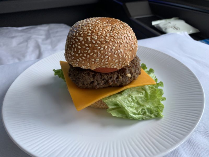 a hamburger on a plate