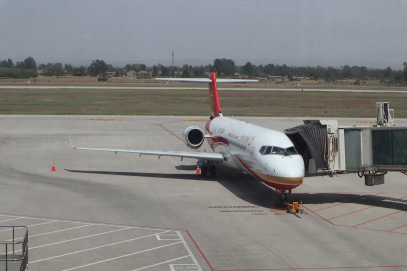 an airplane on the runway