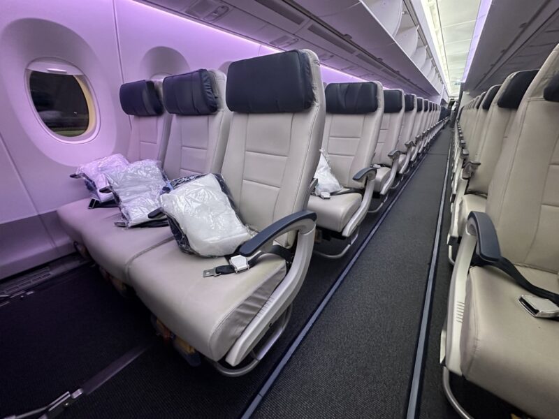 a row of seats in an airplane