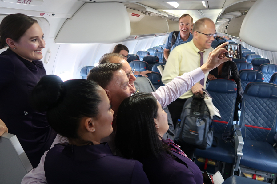 a group of people on an airplane