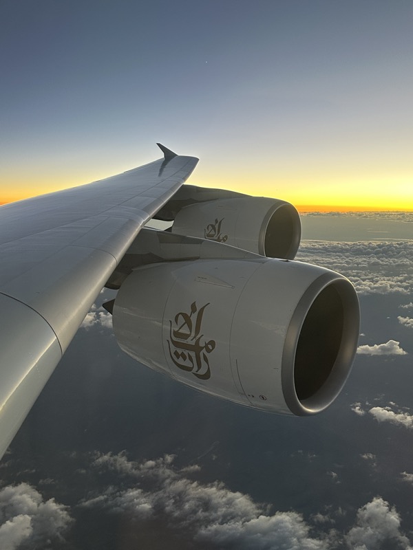 an airplane wing with two engines