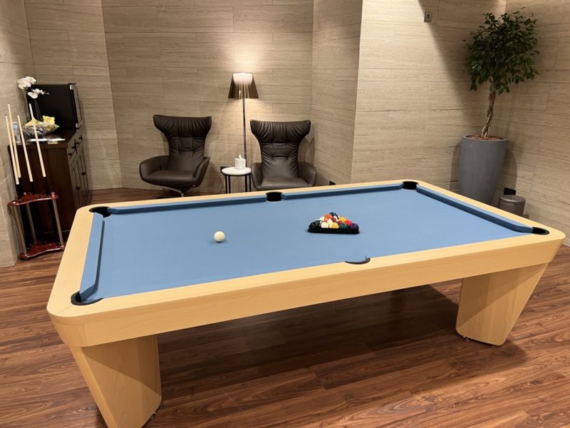 a pool table in a room