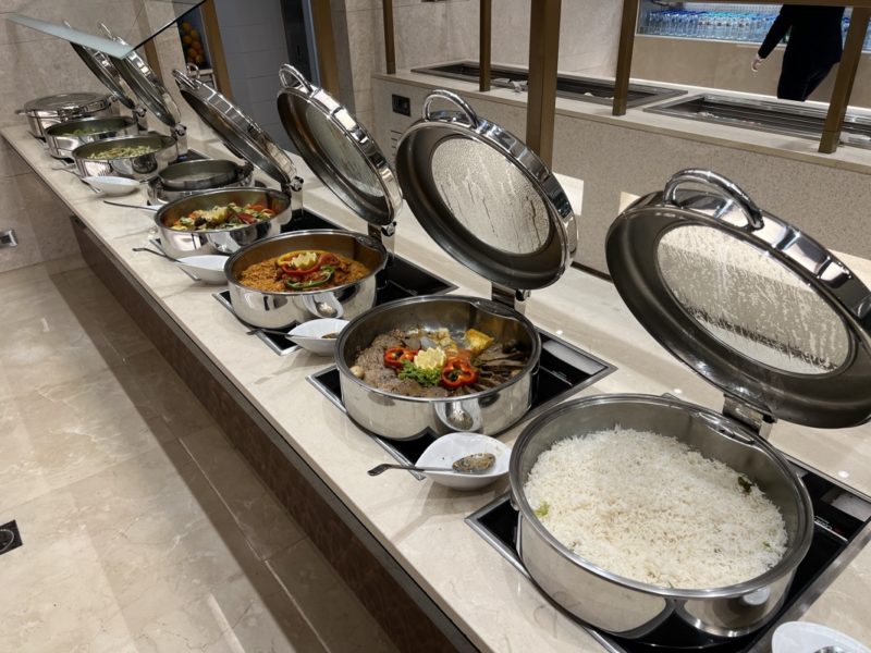 a row of food in pots