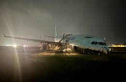 an airplane that has been crashed at night