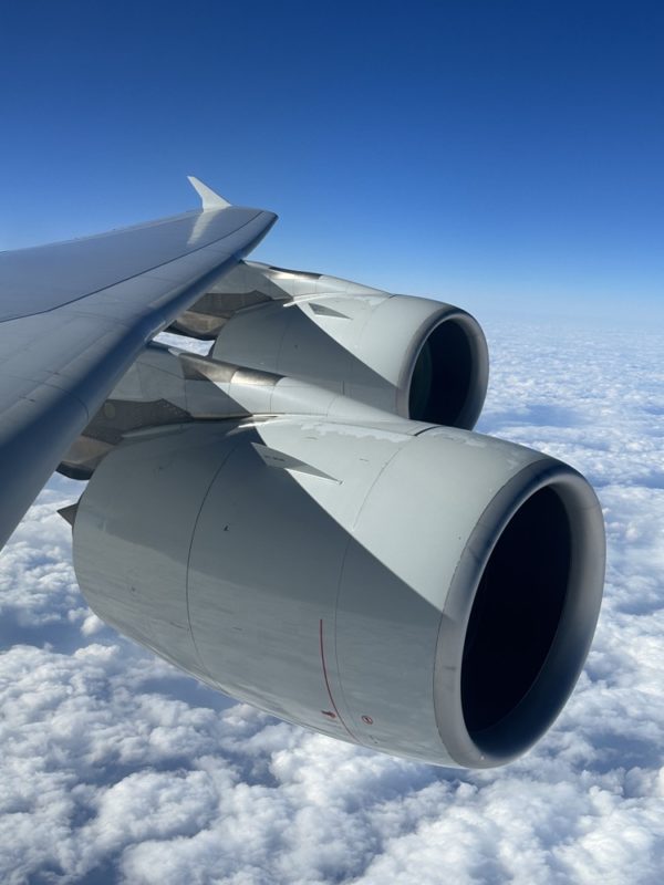 an airplane wing with two engines