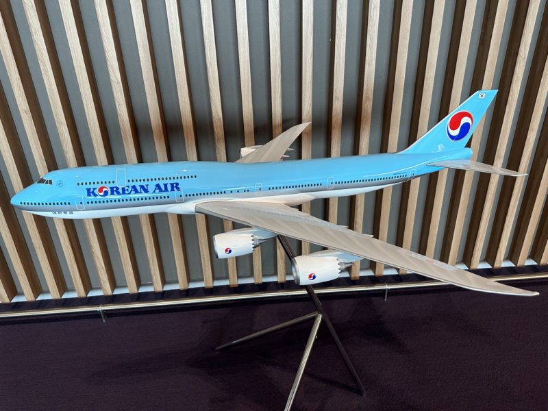 a model airplane on a stand