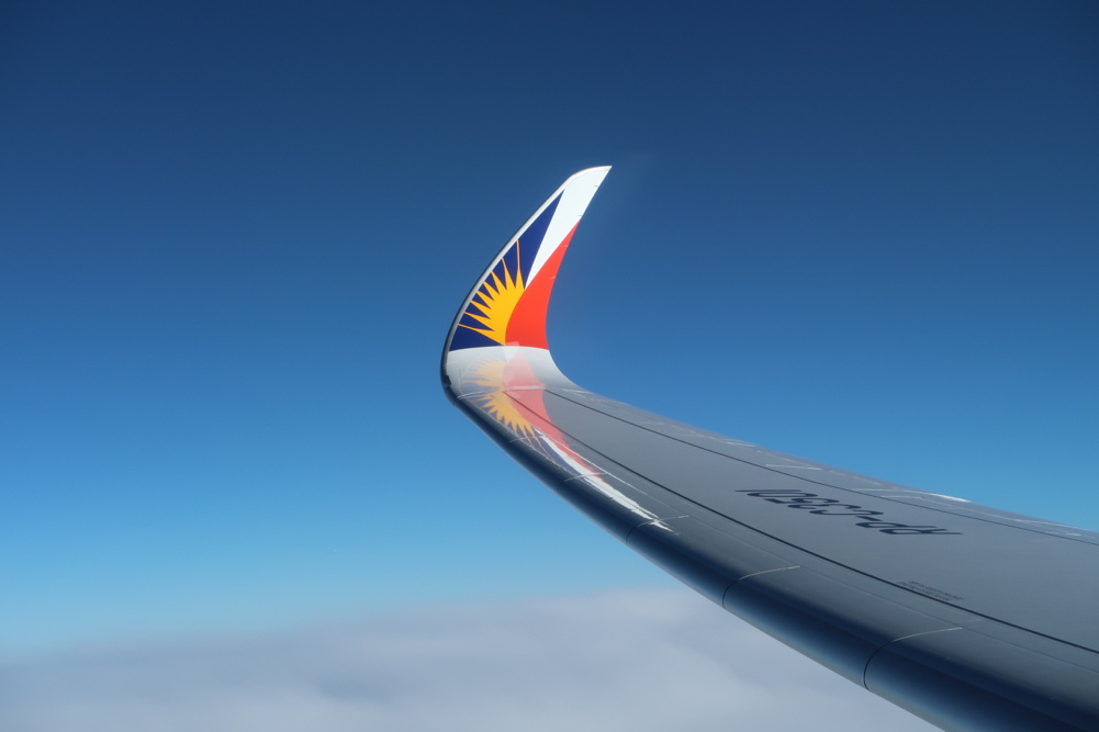 the wing of an airplane