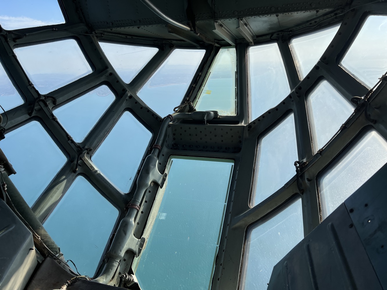 inside a cockpit of a plane