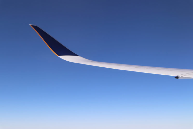 the wing of an airplane