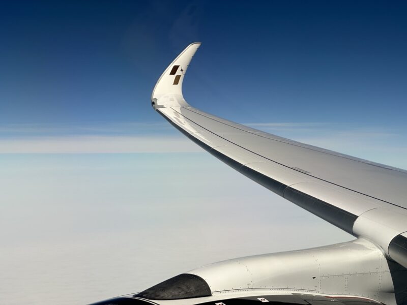 the wing of an airplane