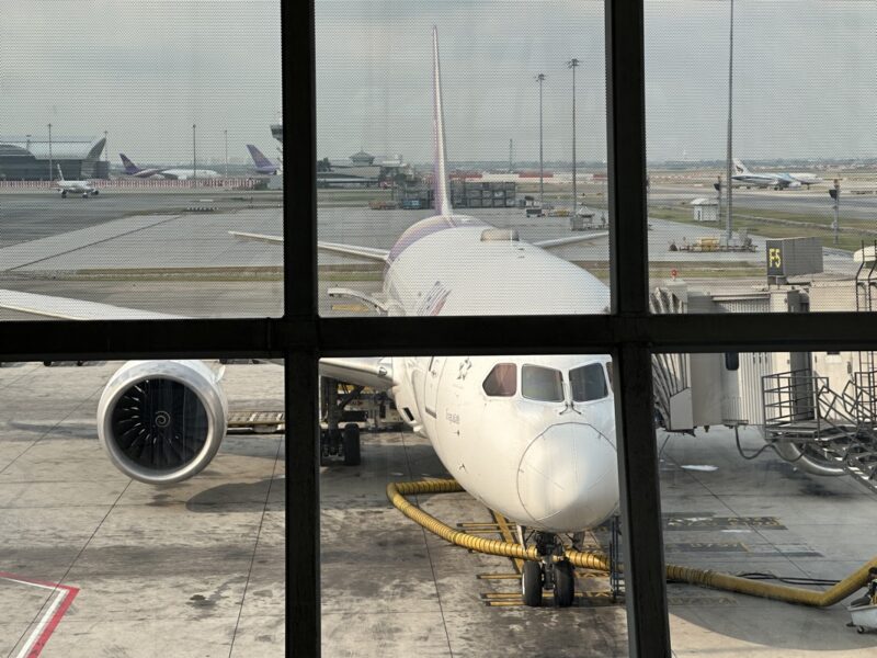 a plane parked at an airport