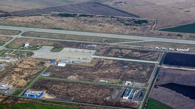 an aerial view of an airport