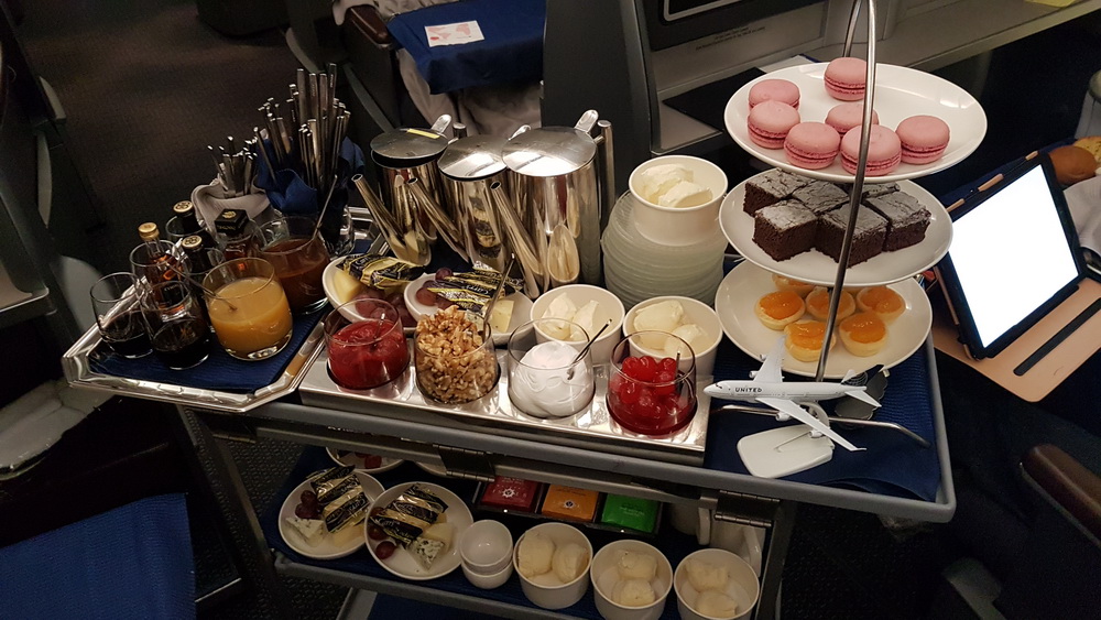 Dessert cart of United Polaris Business Class service